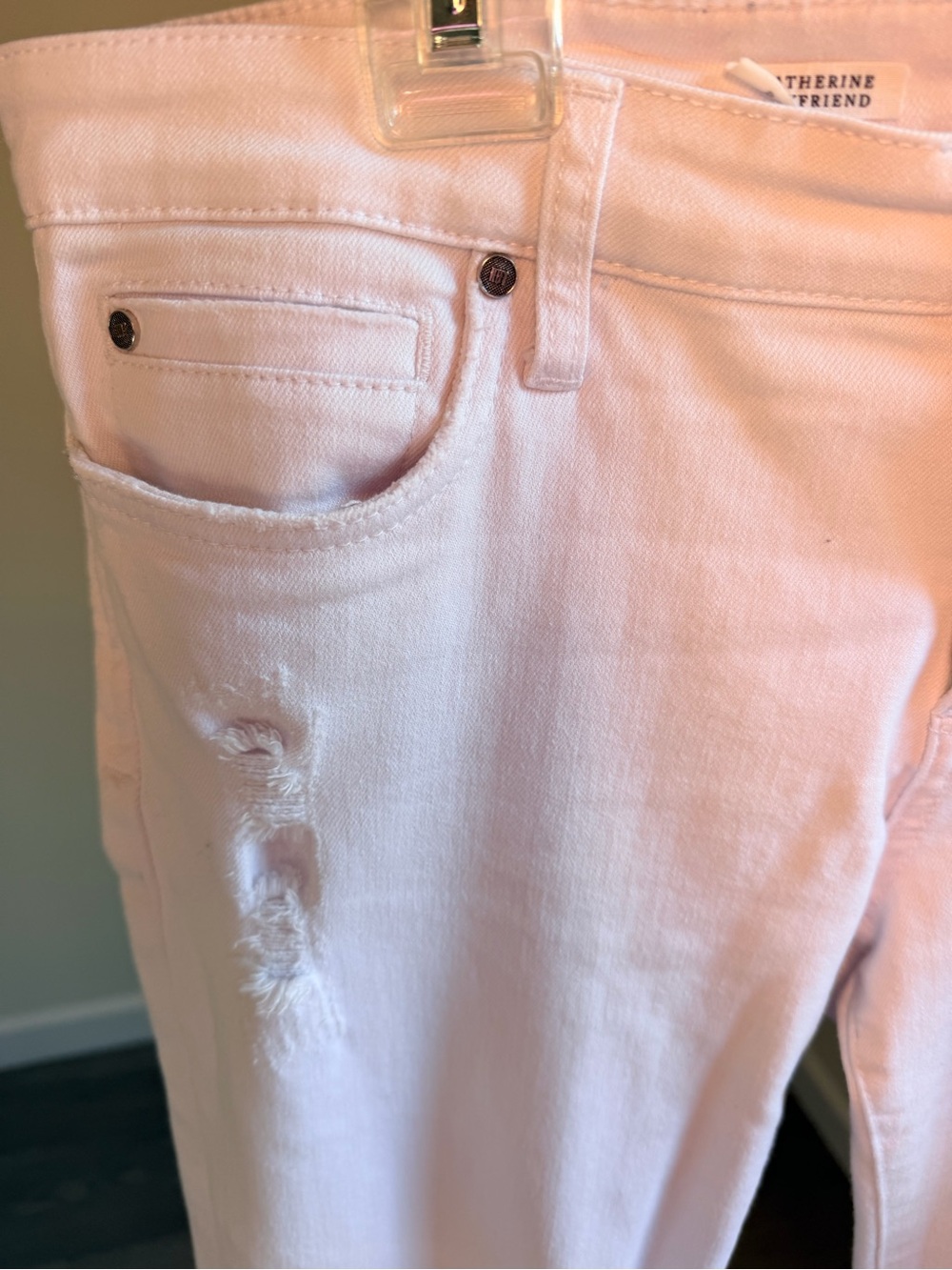 Kut from the Kloth White Straight Leg Jeans with Light Distressing size 12 - Picture 6 of 13